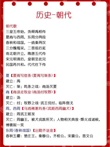 历史口诀歌大全_如何快速记忆朝代顺序