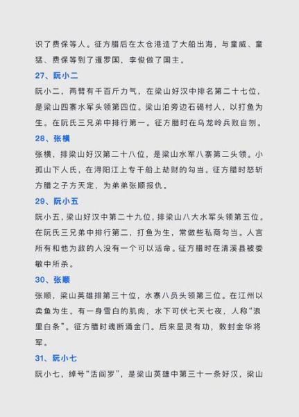 水浒传108将排名顺序_梁山好汉真实结局