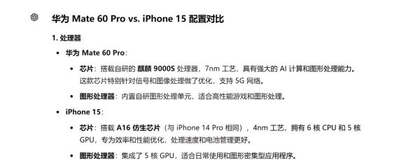 华为Mate60Pro值得买吗_与iPhone15Pro性能对比