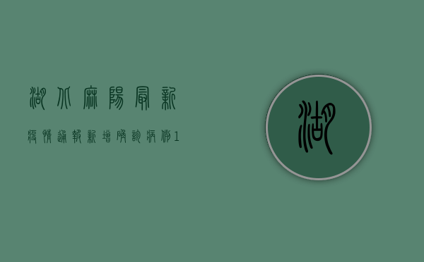 湖北麻阳最新疫情通报，新增确诊病例1例，防控形势依然严峻