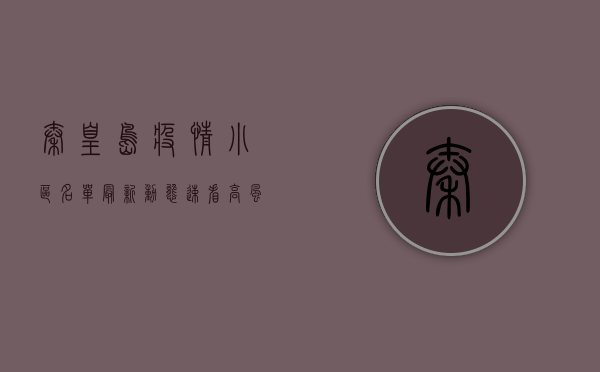 秦皇岛疫情小区名单最新动态，速看高风险区域及防控措施！