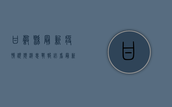甘谷县最新疫情视频消息，战报必看！最新防控措施公布！